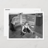 Jongen ontmoeten meisje, computerdrogen,  stijl briefkaart (Voorkant / Achterkant)