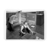 Jongen ontmoeten meisje, computerdrogen, stijl magneet (Horizontaal)