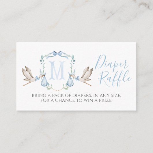 Jongen Ooievaar Luier Raffle Kaart (Voorkant)