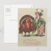 Jongen Oom Sam Thanksgiving kalkoen Feestdagenkaart (Voorkant / Achterkant)