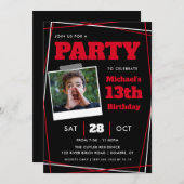 Jongen op 13-jarige leeftijd, Red Black Photpo Kaart (Voorkant / Achterkant)