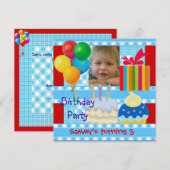 Jongen op 3e verjaardag Blauwe Rode Geel Kaart (Voorkant / Achterkant)