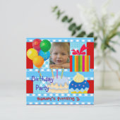 Jongen op 3e verjaardag Blauwe Rode Geel Kaart (Staand voorkant)