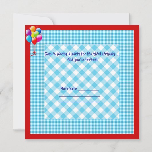 Jongen op 3e verjaardag Blauwe Rode Geel Kaart (Achterkant)