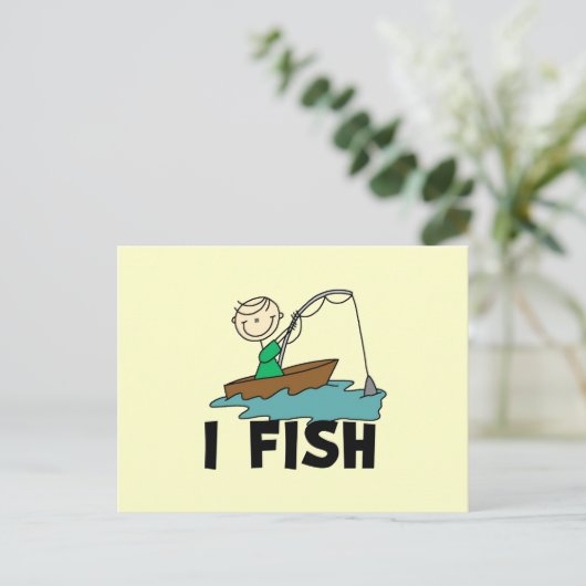 Jongen op Boat I Fish Tshirts en Gifts Briefkaart (Staand voorkant)