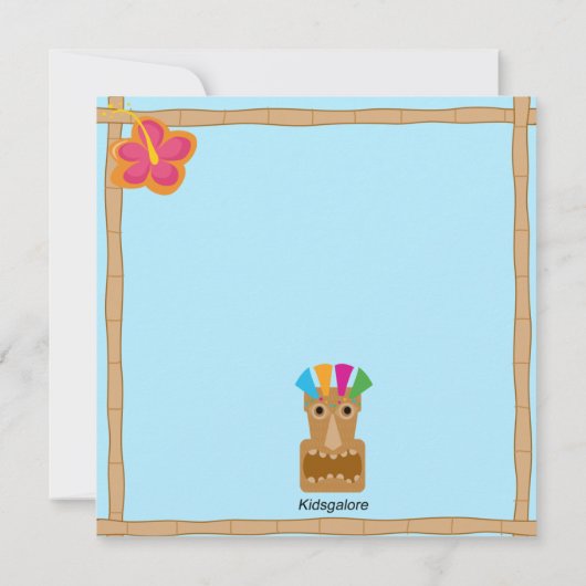 Jongen op Bongo Luau Square Birthday Invitation Kaart (Achterkant)