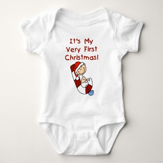 Jongen op Candy Cane 1st Xmas Romper (Voorkant)