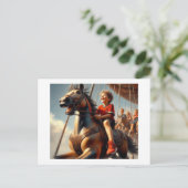 Jongen op Carrousel, Briefkaart (Staand voorkant)