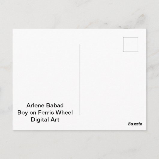Jongen op Carrousel, Briefkaart (Achterkant)