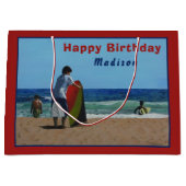 Jongen op de Beach Large Gift Bag Groot Cadeauzakje (Voorkant)