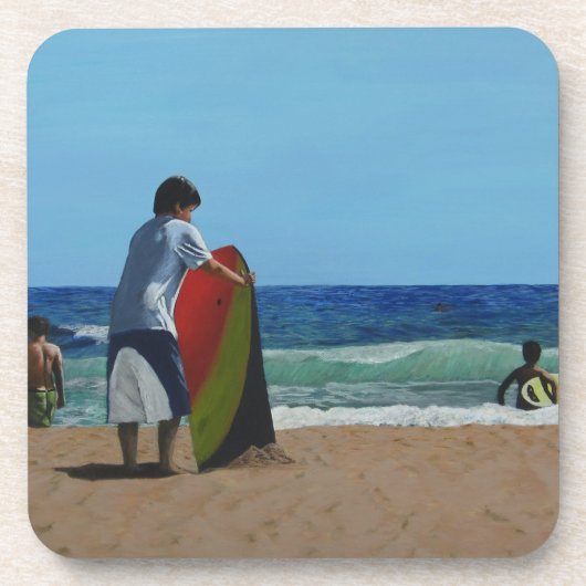 Jongen op de Beach Plastic Onderzetters (Voorkant)