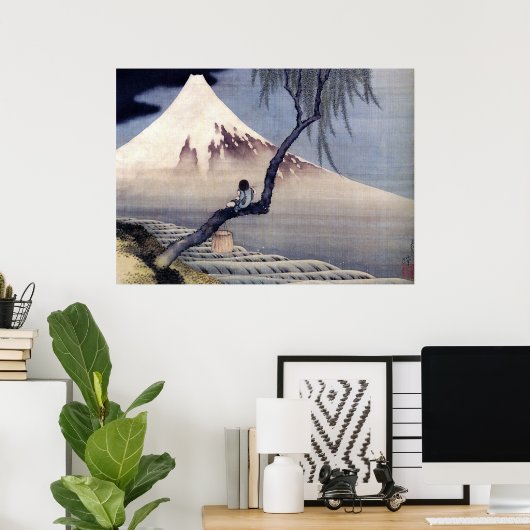 Jongen op de berg Fuji, Hokusai Poster (Thuiskantoor)