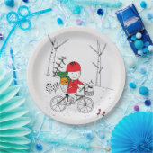 Jongen op de fiets papieren bordje (Feest)