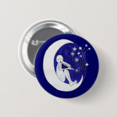 Jongen op de maan ronde button 5,7 cm (Voorkant /achterkant)