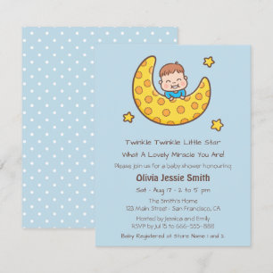 Jongen op de maan Twinkle Little Star Baby shower Kaart