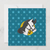 Jongen op de verjaardagsdag van de paardencartoon kaart (Achterkant)