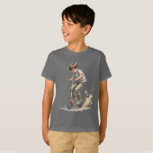 Jongen op een Kick Scooter Sport Fun Silhouette T-shirt (Voorkant volledig)