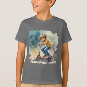 Jongen op een Kick Scooter Sport Fun Silhouette T-shirt
