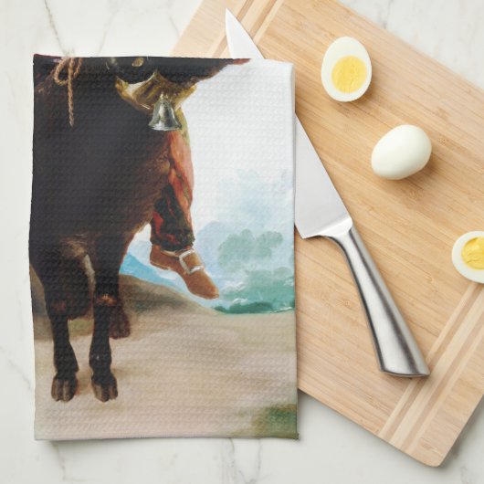 Jongen op een Ram Francisco José de Goya Theedoek (Quarter Fold)