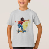 Jongen op een Skateboard Sport Fun T-shirt (Voorkant)