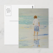 jongen op een strand briefkaart (Voorkant / Achterkant)