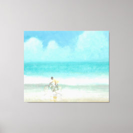 Jongen op fiets 3 canvas afdruk