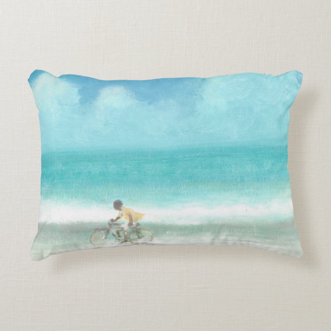 Jongen op fiets 3 decoratief kussen (Voorkant)