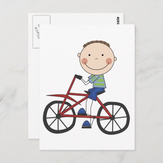Jongen op fietspatjes en cadeautjes briefkaart (Voorkant / Achterkant)