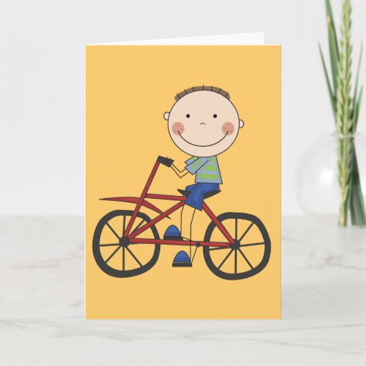 Jongen op fietspatjes en cadeautjes kaart (Voorkant)