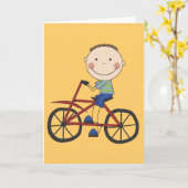 Jongen op fietspatjes en cadeautjes kaart (Gele Bloem)