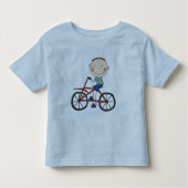 Jongen op fietspatjes en cadeautjes kinder shirts (Voorkant)