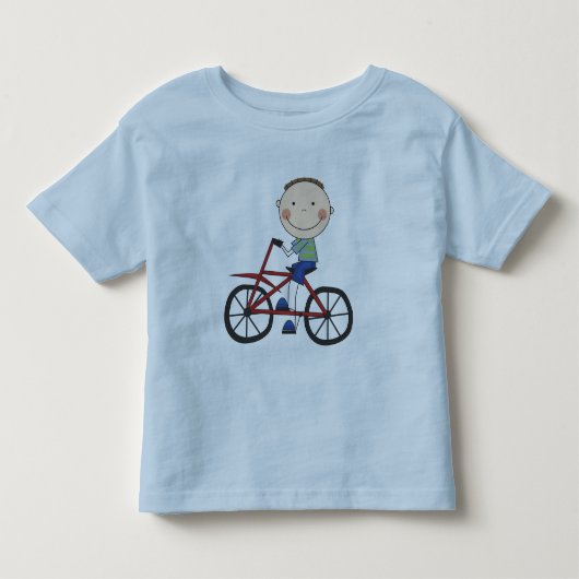 Jongen op fietspatjes en cadeautjes kinder shirts (Voorkant)