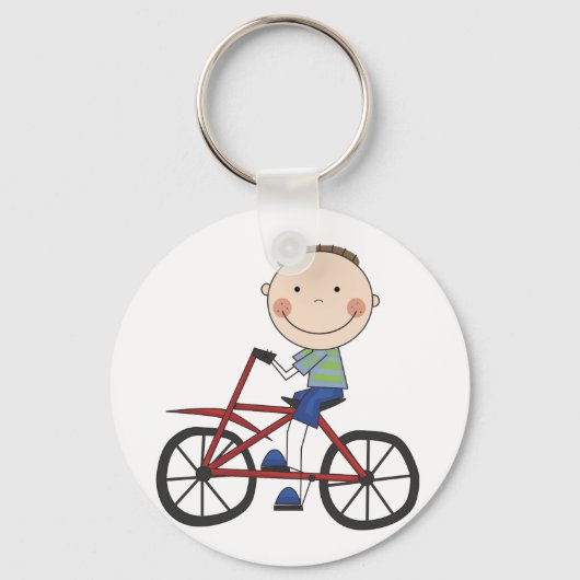 Jongen op fietspatjes en cadeautjes sleutelhanger (Voorkant)