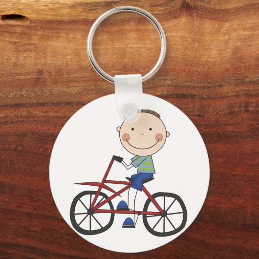 Jongen op fietspatjes en cadeautjes sleutelhanger (Voorkant)