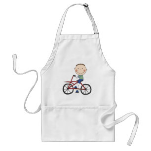 Jongen op fietspatjes en cadeautjes standaard schort