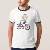 Jongen op fietspatjes en cadeautjes t-shirt (Voorkant)