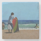 Jongen op het Onderzetter Beach Stone (Voorkant)