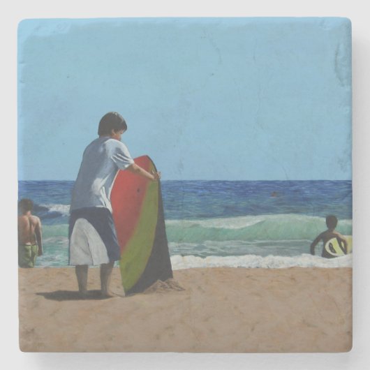 Jongen op het Onderzetter Beach Stone (Voorkant)