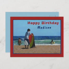 Jongen op het strand Briefkaart - Aangepaste optie