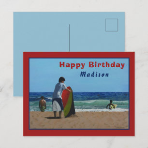 Jongen op het strand Briefkaart - Aangepaste optie