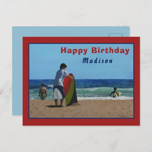 Jongen op het strand Briefkaart - Aangepaste optie (Voorkant / Achterkant)