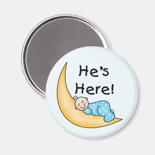 Jongen op maan Hij is hier Magneet (Voorkant / Achterkant)