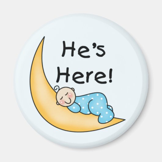 Jongen op maan Hij is hier Magneet (Voorkant)