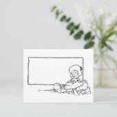 Jongen op paddenstoel briefkaart (Staand voorkant)