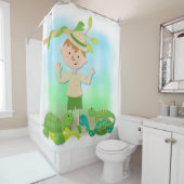 Jongen op Reptile Safari Hike Douchegordijn (In situ)