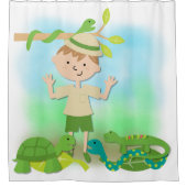 Jongen op Reptile Safari Hike Douchegordijn (Voorkant)