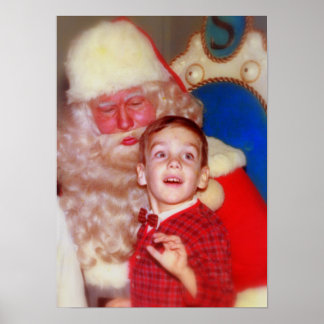 Jongen op Santa's Lap - Nostalgische Photo Santa C Poster