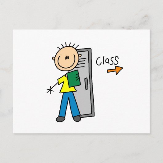 Jongen op school briefkaart (Voorkant)