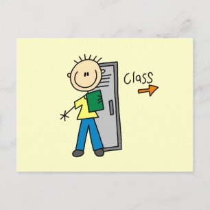 Jongen op school briefkaart