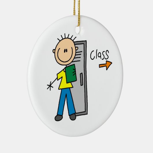 Jongen op school keramisch ornament (Rechts)